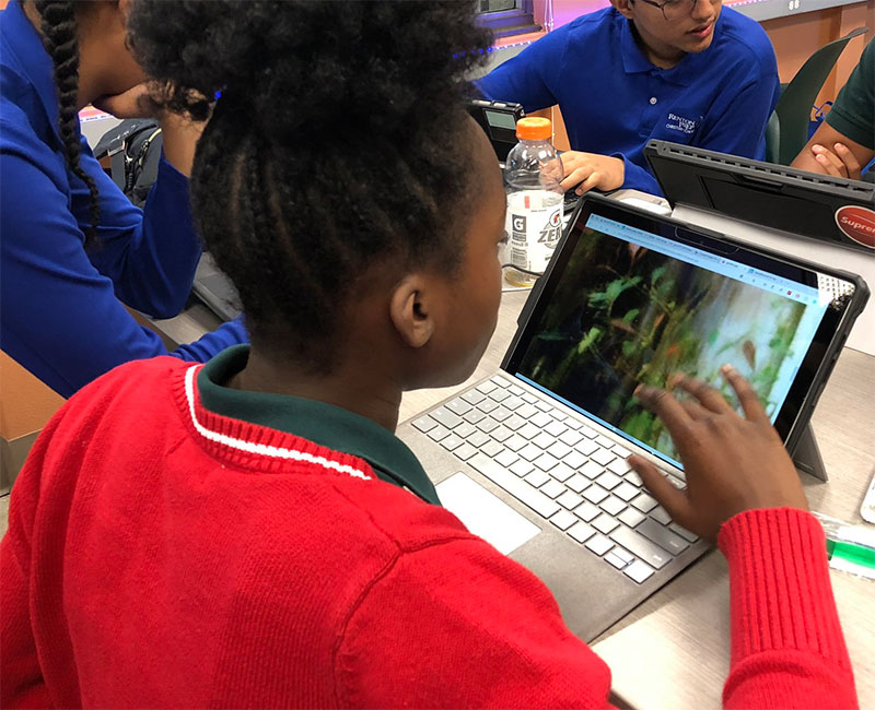 Students working on computers